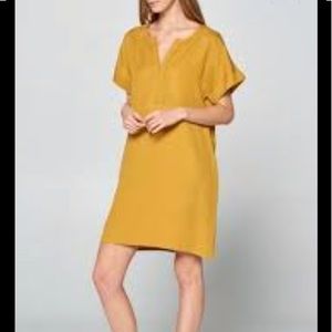 Ellison Perfect Pleat Tencel Linen Shift Dress L